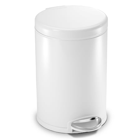Simplehuman 12 gal Round Step-On Can, White, Stainless Steel, 7.6 in CW1853